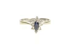 14K White Gold 0.40 Ctw Sapphire Diamond Halo Engagement Ring