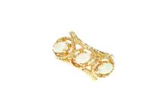 14K Yellow Gold Retro Natural Opal Ornate Bypass Statement Ring