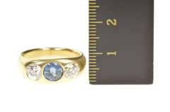 14K Yellow Gold 2.10 Ctw Victorian Sapphire Diamond Ring