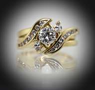 Cleverly Designed 14K Modern 2-Piece Wedding Set