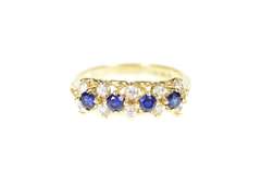 14K Yellow Gold Syn. Sapphire Cubic Zirconia Wedding Band Ring