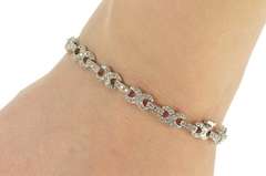 14K White Gold 1.68 Ctw Diamond Encrusted Figure 8 Link Bracelet