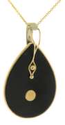 Mabe Pearl & Black Onyx w Diamond Accent Bail Necklace