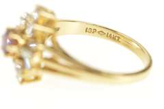 14K Yellow Gold 0.85 Ctw Ruby Diamond Halo Engagement Ring