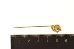14K Yellow Gold Victorian Ornate Scrollwork Knot Diamond Stick Pin