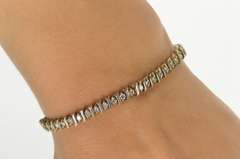 14K White Gold Diamond Inset Classic Wavy Link Tennis Bracelet