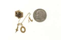 10K Yellow Gold Alpha Chi Sigma Enamel Frat Chain Lapel Pin/Brooch