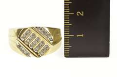 10K Yellow Gold Men's Diamond Squared Geometric Statement Ring