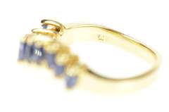 14K Yellow Gold Marquise Sapphire Wavy Statement Band Ring