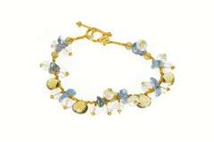 18K Yellow Gold Citrine Blue Topaz Quartz Fringe Statement Bracelet