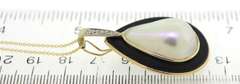 Mabe Pearl & Black Onyx w Diamond Accent Bail Necklace