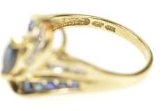 14K Yellow Gold Sapphire Diamond Bypass Engagement Ring