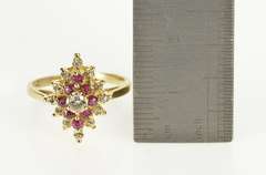 14K Yellow Gold 0.50 Ctw Diamond Ruby Halo Cluster Engagement Ring