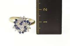 14K White Gold 1.00 Ctw Diamond Sapphire Swirl Cocktail Ring