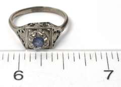 Antiqued Sterling Silver Ring With Blue Stone