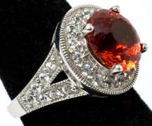 Bold Orange Sapphire Ring in Sterling Silver