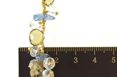18K Yellow Gold Citrine Blue Topaz Quartz Fringe Statement Bracelet