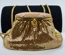 Elegant Whiting & Davis Int'l Gold Tone Metal Mesh Purse, Bell Shape