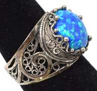 Sterling Silver Synthetic Opal Ring