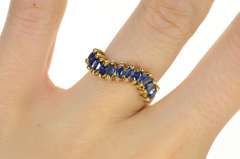 14K Yellow Gold Marquise Sapphire Wavy Statement Band Ring