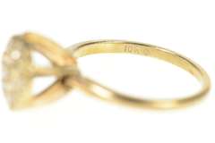 10K Yellow Gold Round Cluster Retro Raised Statement Ring
