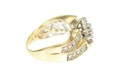 10K Yellow Gold Diamond Marquise Cluster Statement Bypass Ring
