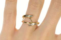 10K Yellow Gold Diamond Bypass Wrap Wedding Guard Band Ring