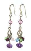 Sterling Silver Multi Gemstone Dangle Earrings