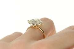 10K Yellow Gold Retro Diamond Pave Square Cluster Statement Ring