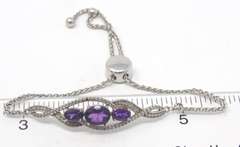 3 Stone Amethyst Bolo Bracelet