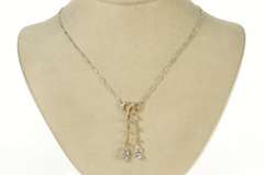 14K Yellow Gold 0.74 Ctw Edwardian Diamond Bow Drop Chain Necklace