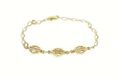 10K Yellow Gold Diamond Inset Shield Link Statement Chain Bracelet