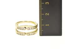 14K Yellow Gold 0.40 Ctw Diamond Tiered Wrap Wedding Band Ring