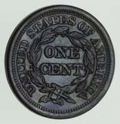 1850 Braided Hair Large Cent - BLUE Tone