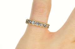 10K Yellow Gold Seven Stone Classic Flourite Wedding Band Ring