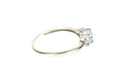 10K White Gold Heart Blue Topaz Diamond Accent Promise Ring