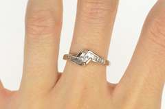 14K White Gold 0.58 Ctw Diamond Baguette Bypass Engagement Ring