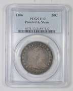 F12 1806 Draped Bust Half Dollar - Pointed 6 - Stem - Graded PCGS