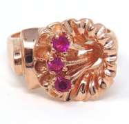 Vintage Rose Gold Ruby Bouquet Ring