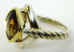 Sterling & 18K Gold Brown Topaz Ring, Size 5