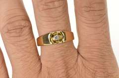 14K Yellow Gold 1960's Men's Diamond Deep Inset Wedding Ring