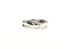 10K White Gold Princess Sapphire Cluster Diamond Accent Pendant