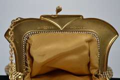 Mid Century Whiting & Davis Co. Gold Tone Mesh Wristlet Clutch