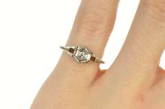 14K White Gold Art Deco Ornate Diamond Filigree Engagement Ring