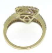 Wonderful Triangle Yellow Diamond Cluster w White Diamond Halo Ring
