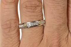 10K White Gold Two Tone Diamond Men's Wedding Band Ring