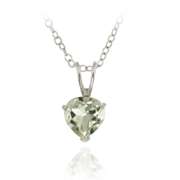 Sterling Silver 1.1ct. TGW Green Amethyst 7mm Heart Solitaire Pendant, 18"