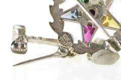 10K White Gold Order of the Eastern Star Spinel Chain Lapel Pin/Brooch