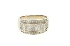 10K White Gold 0.72 Ctw Pave Diamond Men's Squared Statement Ring