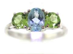 Sterling Silver Opal And Pink Saphires Ring